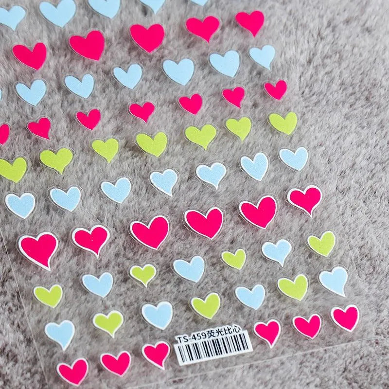 Gradient Colors Heart Shape Nail Art Stickers Candy Love Hearts Adhesive Sticker Decals For Valentine's Day TS459