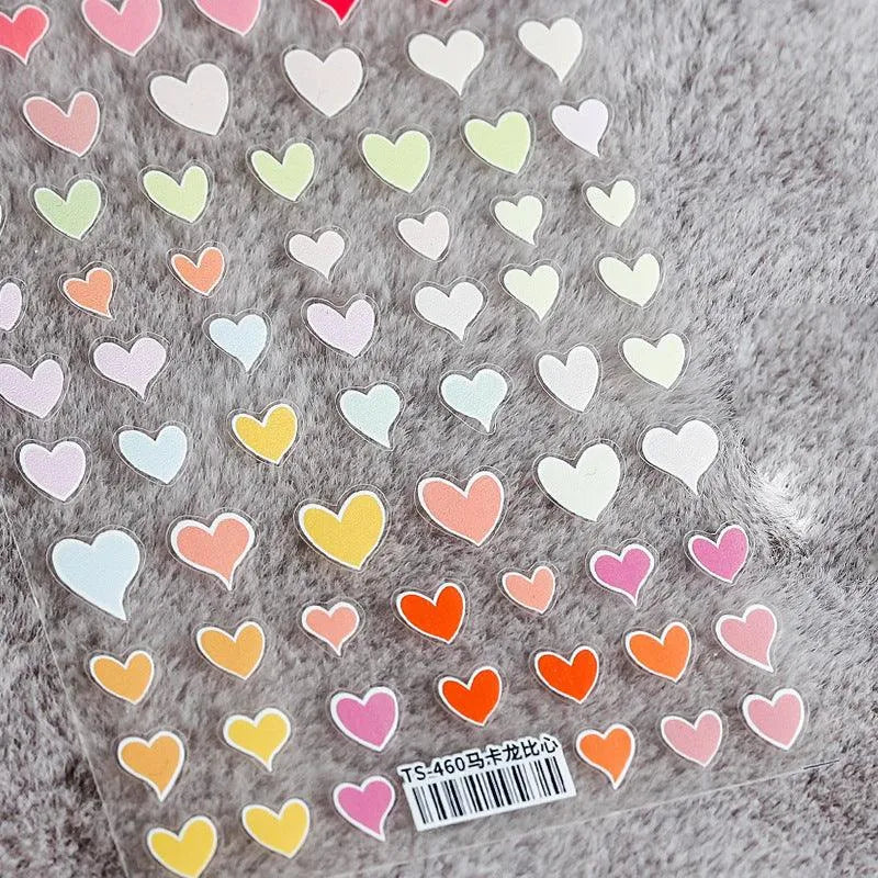 Gradient Colors Heart Shape Nail Art Stickers Candy Love Hearts Adhesive Sticker Decals For Valentine's Day TS460