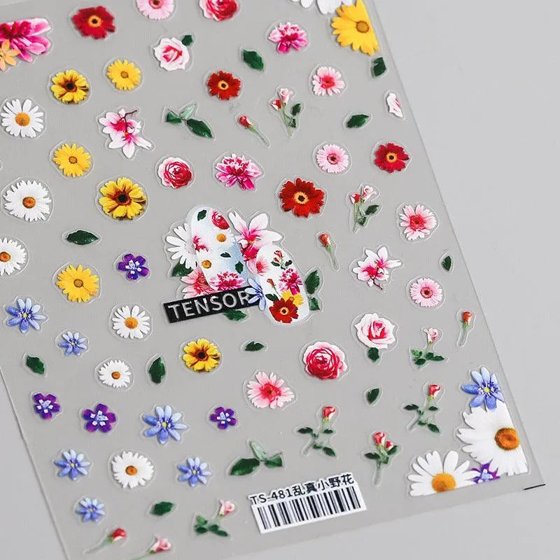 Floral Nail Art Stickers Lily Flower 3D Adhesives Sticker Decals TS481