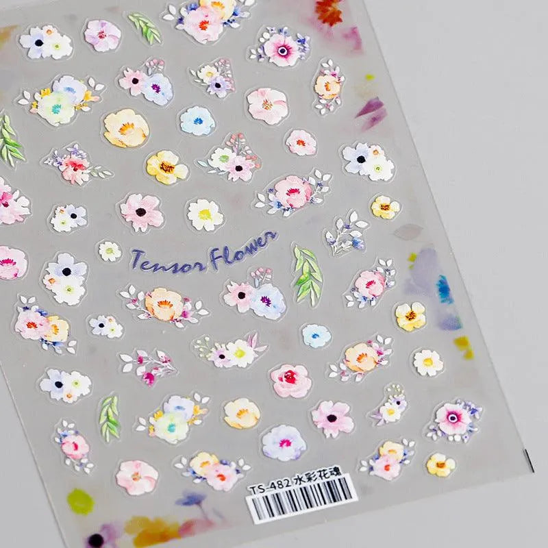 Floral Nail Art Stickers Lily Flower 3D Adhesives Sticker Decals TS482