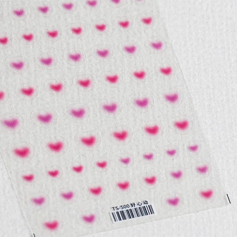 Red Heart Nail Art Stickers Adhesive Gradient Dots 3D Sticker Decals TS500