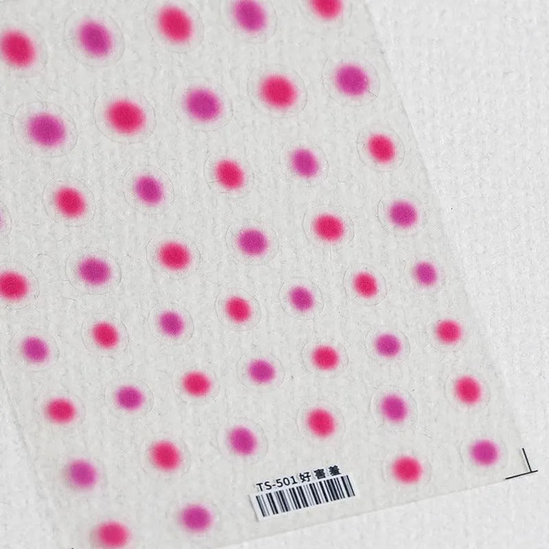 Red Heart Nail Art Stickers Adhesive Gradient Dots 3D Sticker Decals TS501