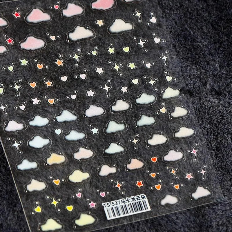 White Cloud Nail Art Stickers 3D Adhesive Sticker Decals TS537