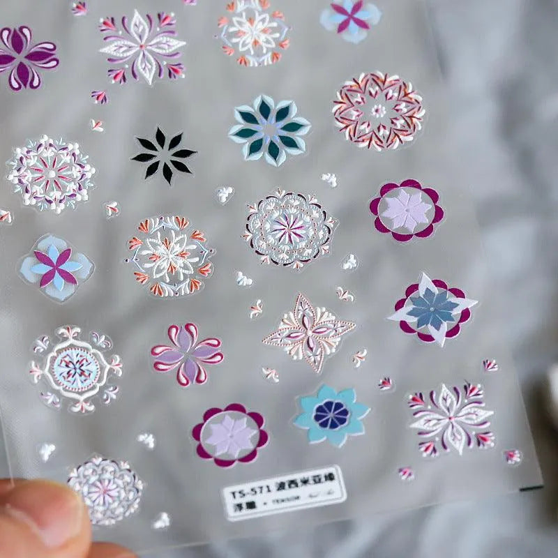 Bohemian Style Nail Art Stickers Adhesive Embossed Sticker Decals TS571 embossed