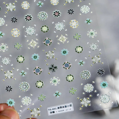 Colorful Nail Art Stickers Adhesive Slider Bohemian Embossed Sticker Decals TS601 embossed