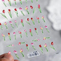 Elegant Watercolor Tulip Nail Stickers | Red & Pink Spring Floral Nail Art Decals TS627