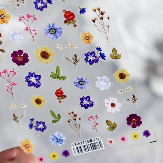 Hydrangea Nail Art Stickers Dried Flower Petals Leaf Adhesive Sticker Decals  TS637