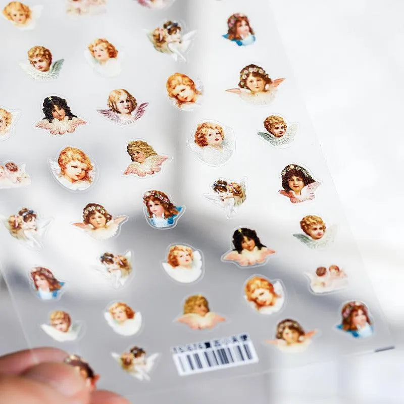 Floral Nail Art Stickers Adhesives Vintage Angel Sticker Decals TS676