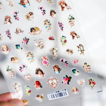 Floral Nail Art Stickers Adhesives Vintage Angel Sticker Decals TS676