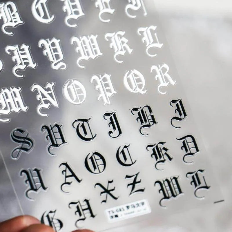 Colorful Initials Nail Art Stickers Adhesive Embossed Alphabet Sticker Decals TS681 embossed
