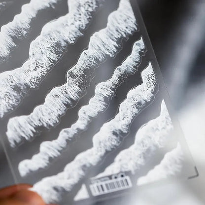 Ocean Spray Nail Art Stickers White Waves Adhesive Sticker Decals TS686