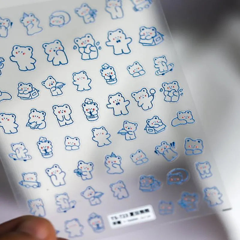 Cartoon Nail Art Stickers Adhesive Slider Cute Bear Embossed Sticker Decals TS723 embossed