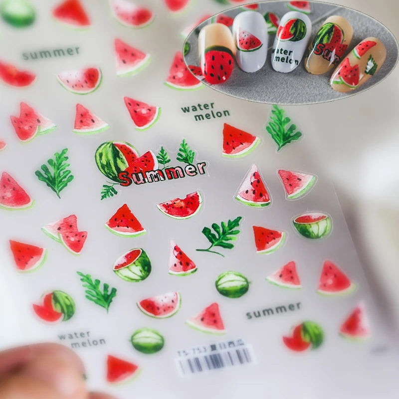 Watermelon Nail Art Stickers Summer Fruit Adhesive Sticker Decals TS753