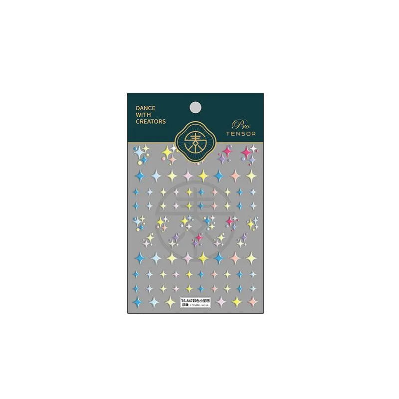 Neon Star Nail Art Stickers Adhesive Embossed Cross Star Sticker Decals TS847 embossed