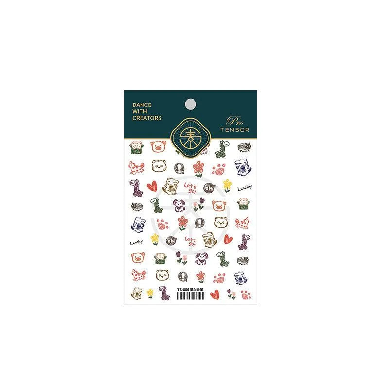 Cartoon Nail Art Stickers Adhesive Slider Graffiti Animal Sticker Decals TS856