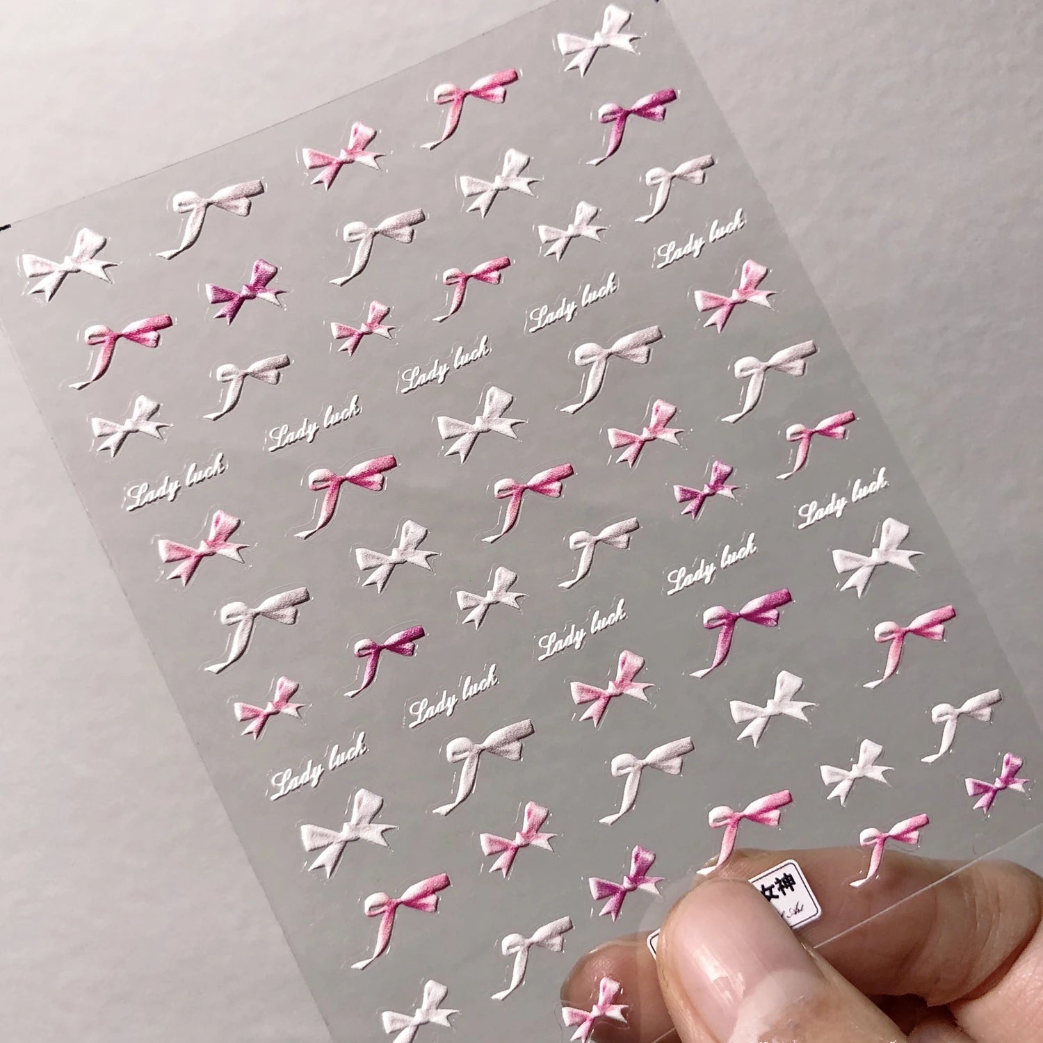 Pink Bow Nail Art Stickers Bow-tie Ribbon Adhesive Embossed Sticker Decals TS897 embossed