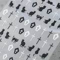 Black White Cross Nail Art Stickers Adhesive Slider Black Cat Sticker Decals TS928