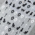Black White Cross Nail Art Stickers Adhesive Slider Black Cat Sticker Decals TS928