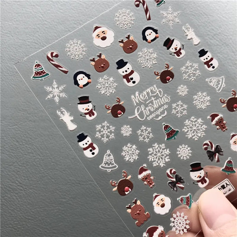 5D Christmas Nail Stickers – Santa, Reindeer & Gingerbread Designs