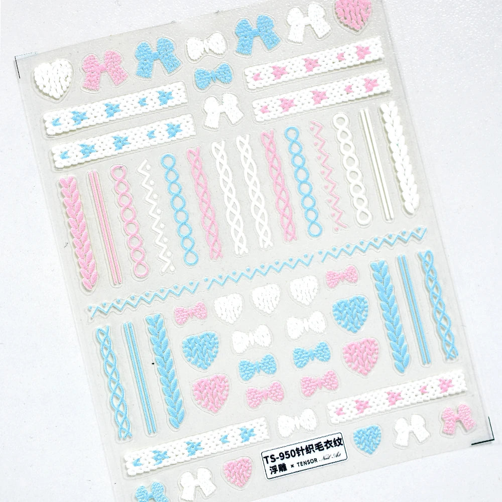 5D Sweater Pattern Nail Stickers – Cozy Winter Knit Style Decals