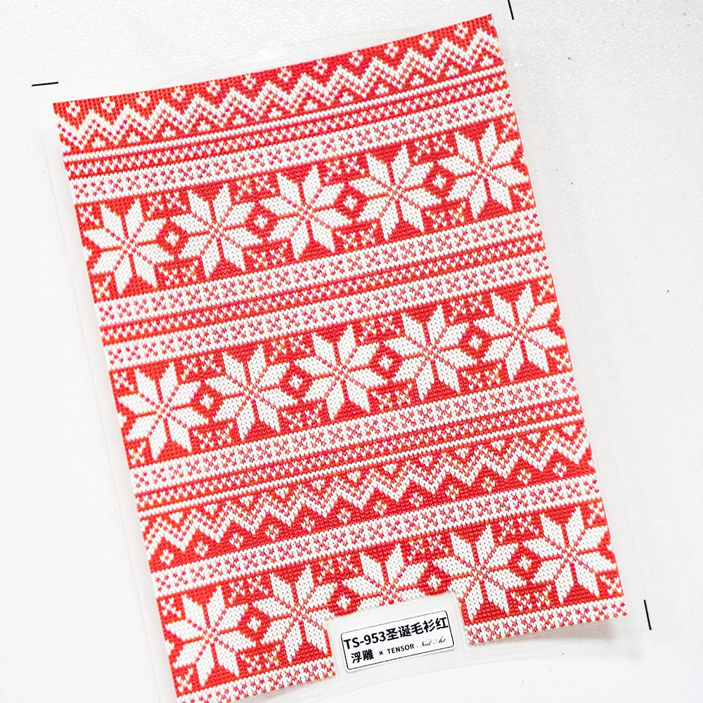 5D Sweater Pattern Nail Stickers – Cozy Christmas Knit Style Decals TS953