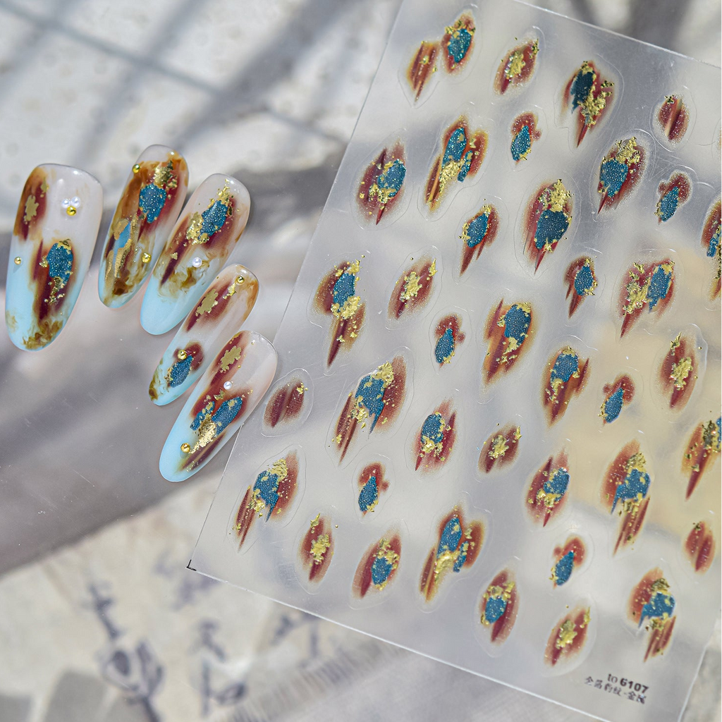 Textured Gold Foil Nail Art Stickers 6107