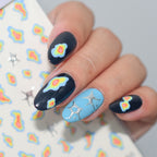 Thermal Imaging Heat Map Nail Stickers Silver Chrome Y2K Decals 1106