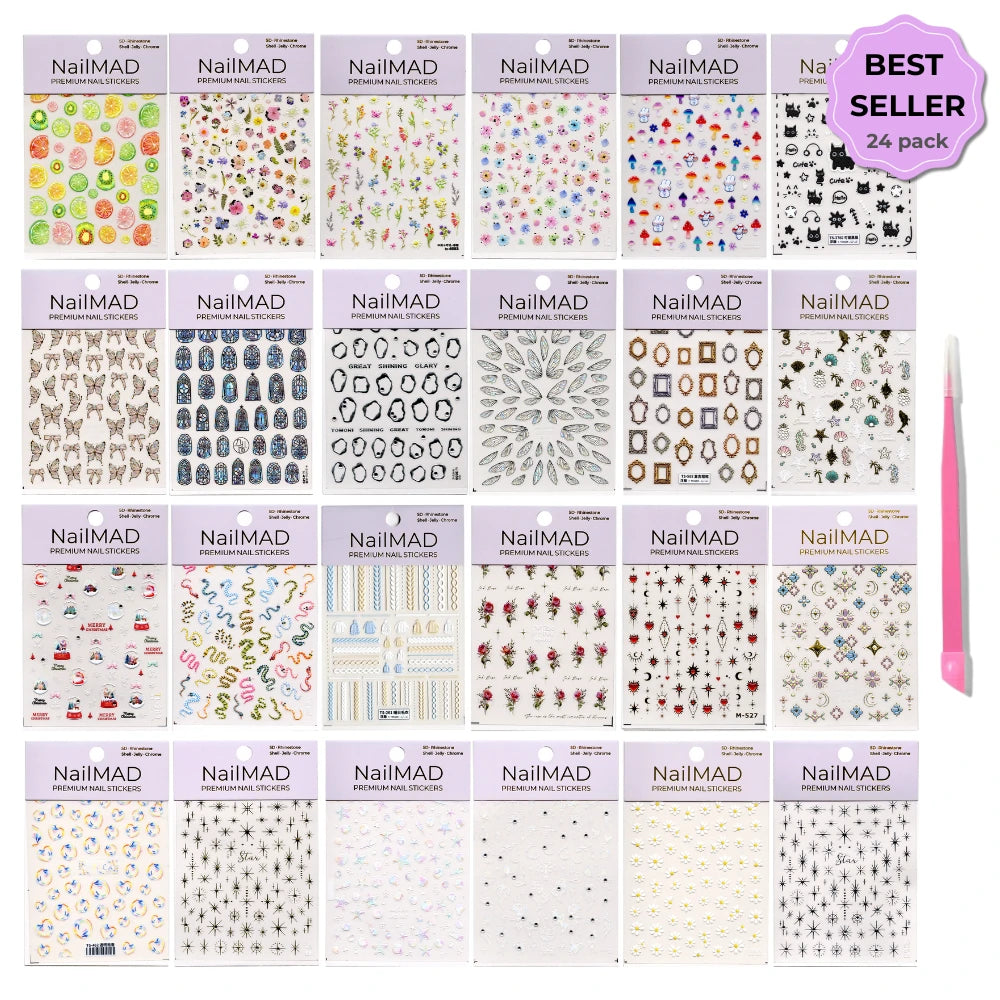Top 24 Best Seller Kit - Premium Nail Art Stickers (Black Friday Only)