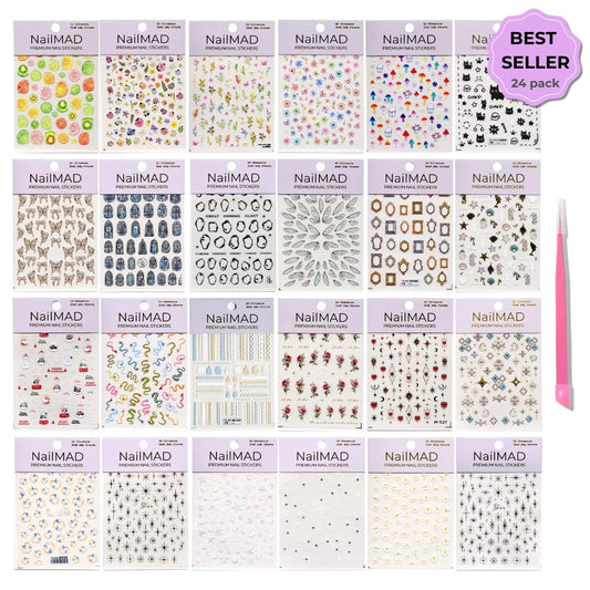 Top 24 Best Seller Kit - Premium Nail Art Stickers (Black Friday Only)
