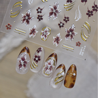 Tortoiseshell Nail Stickers - Y2K Leopard Print Floral Decals 6186