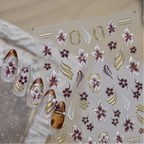Tortoiseshell Nail Stickers - Y2K Leopard Print Floral Decals 6186