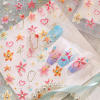 Tropical Hibiscus & Starfish Nail Stickers - 5D Summer Floral Decals