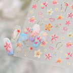 Tropical Hibiscus & Starfish Nail Stickers - 5D Summer Floral Decals
