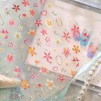 Tropical Hibiscus & Starfish Nail Stickers - 5D Summer Floral Decals