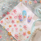 Tropical Hibiscus & Starfish Nail Stickers - 5D Summer Floral Decals