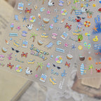 Tropical Summer Beach Nail Stickers - 3D Vacation Decals