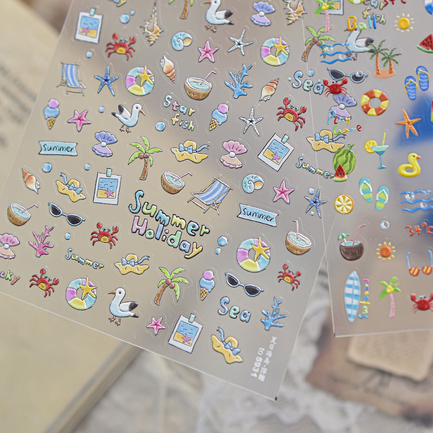 Tropical Summer Beach Nail Stickers - 3D Vacation Decals