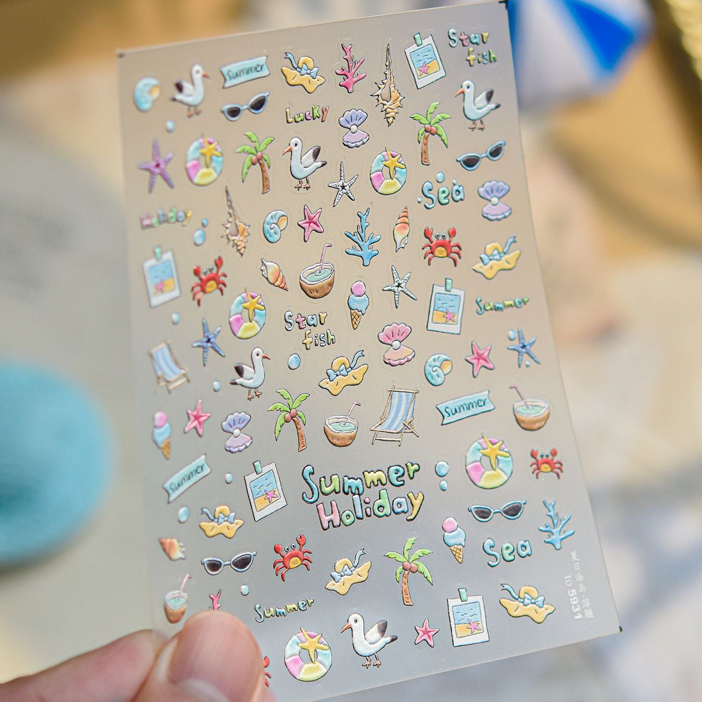 Tropical Summer Beach Nail Stickers - 3D Vacation Decals