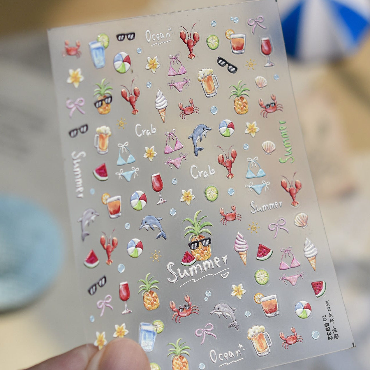 Tropical Summer Beach Nail Stickers - 3D Vacation Decals