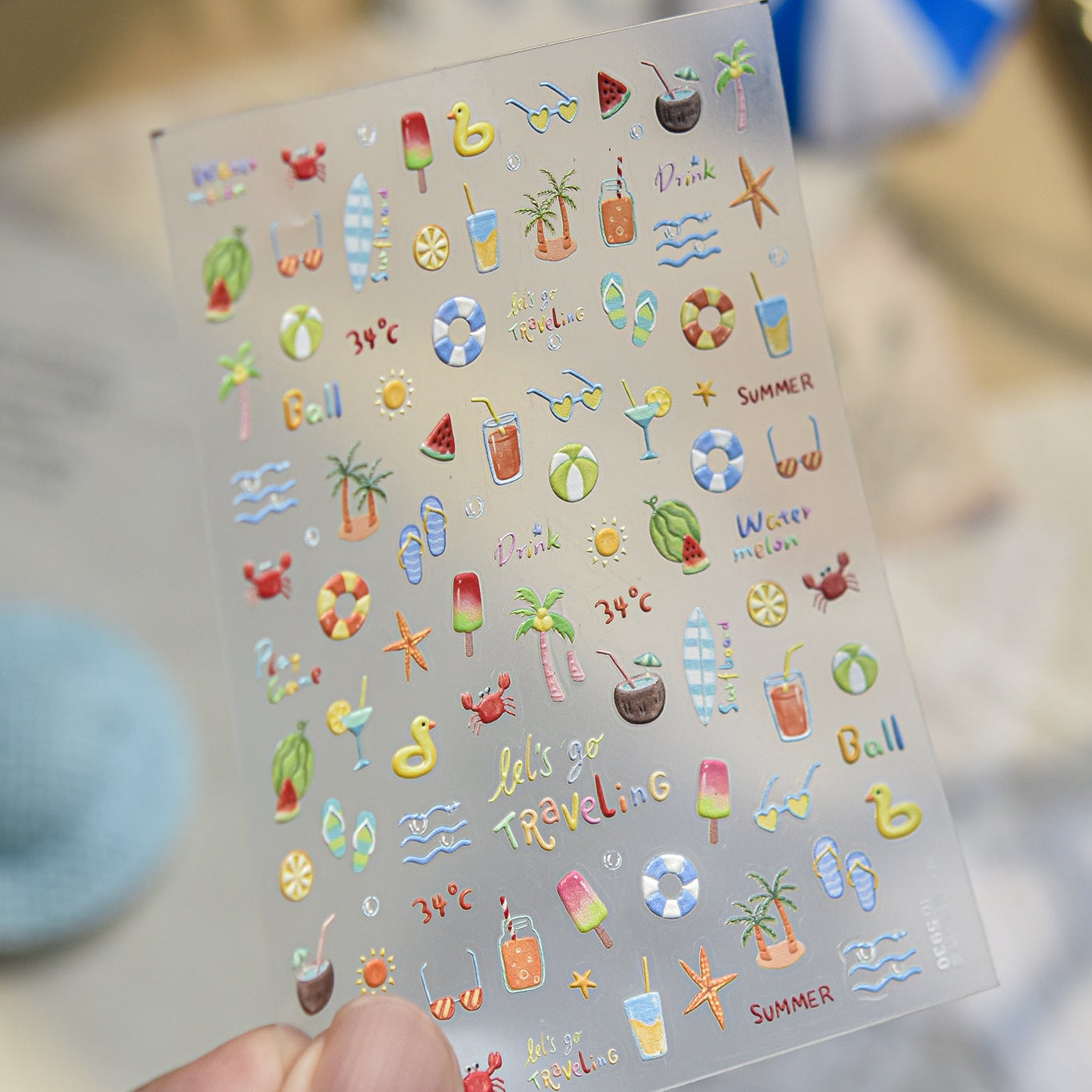 Tropical Summer Beach Nail Stickers - 3D Vacation Decals