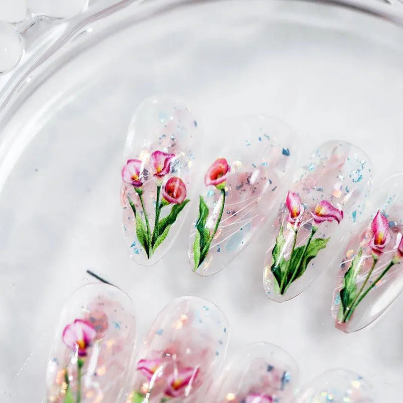 Tulip Nail Art Stickers Adhesive Slider Calla Flower Sticker Decals TS3090
