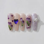 Tulip Nail Art Stickers Adhesive Slider Purple Tulips Flower Sticker Decals TS2255