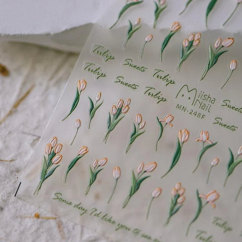 Tulip Nail Art Stickers Tulip Flower Adhesive Sticker Decals MN247