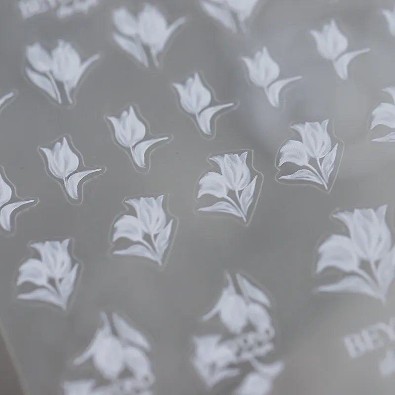 Tulips Nail Art Stickers Floral Adhesive Sliders Sticker Decals KX110