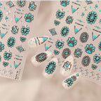 Turquoise Boho Nail Art Stickers - 3D Western Style Decals 1476