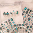 Turquoise Boho Nail Art Stickers - 3D Western Style Decals 1476