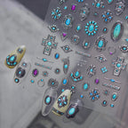 Turquoise Boho Nail Art Stickers - 3D Western Style Decals
