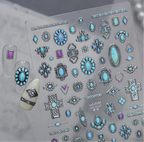 Turquoise Boho Nail Art Stickers - 3D Western Style Decals