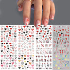 Valentine's Day Nail Water Decals | Cute Doodle Love Heart Slider Stickers