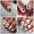 Valentine's Day Nail Water Decals | Cute Doodle Love Heart Slider Stickers